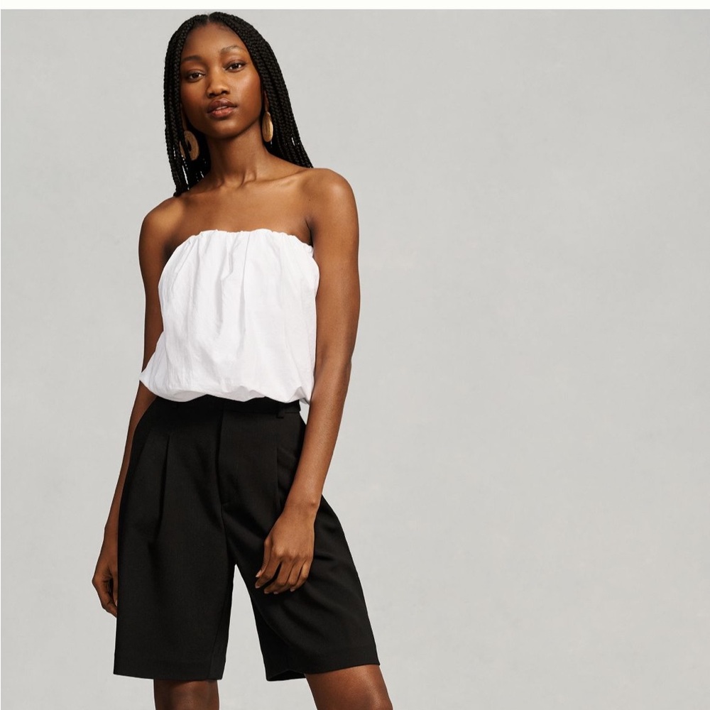 Mauve Strapless Poplin Bubble Top
